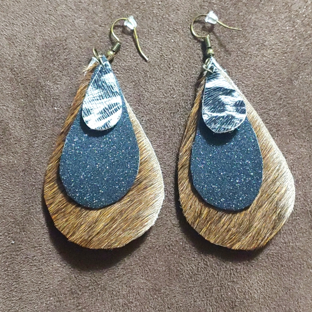 Genuine cowhide earrings